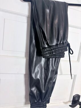 Faux Leather Black Jogger Pants